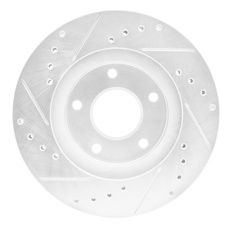 Infiniti I30 Brake Rotor (1) - Front Right - R1 Concepts - Drilled & Slotted - Silver - `99-`01